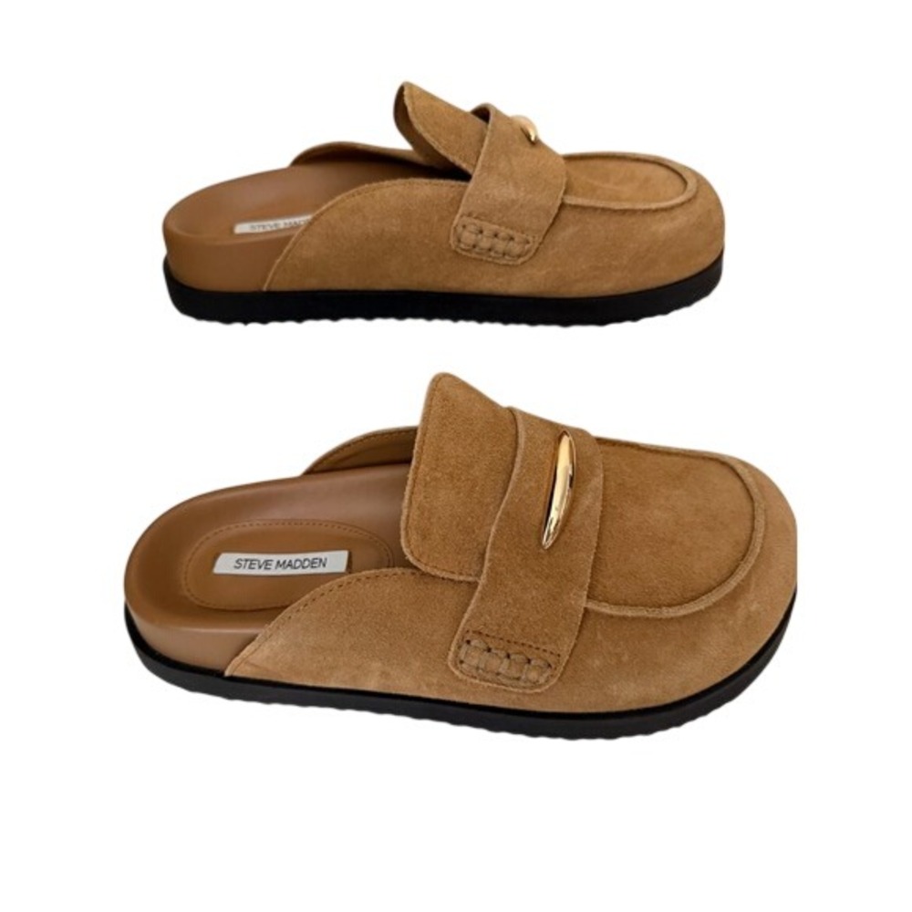 Steve Madden TOBIN Tan Suede Slip-On Mule with Gold Accent Size 7.5 - Picture 2 of 7